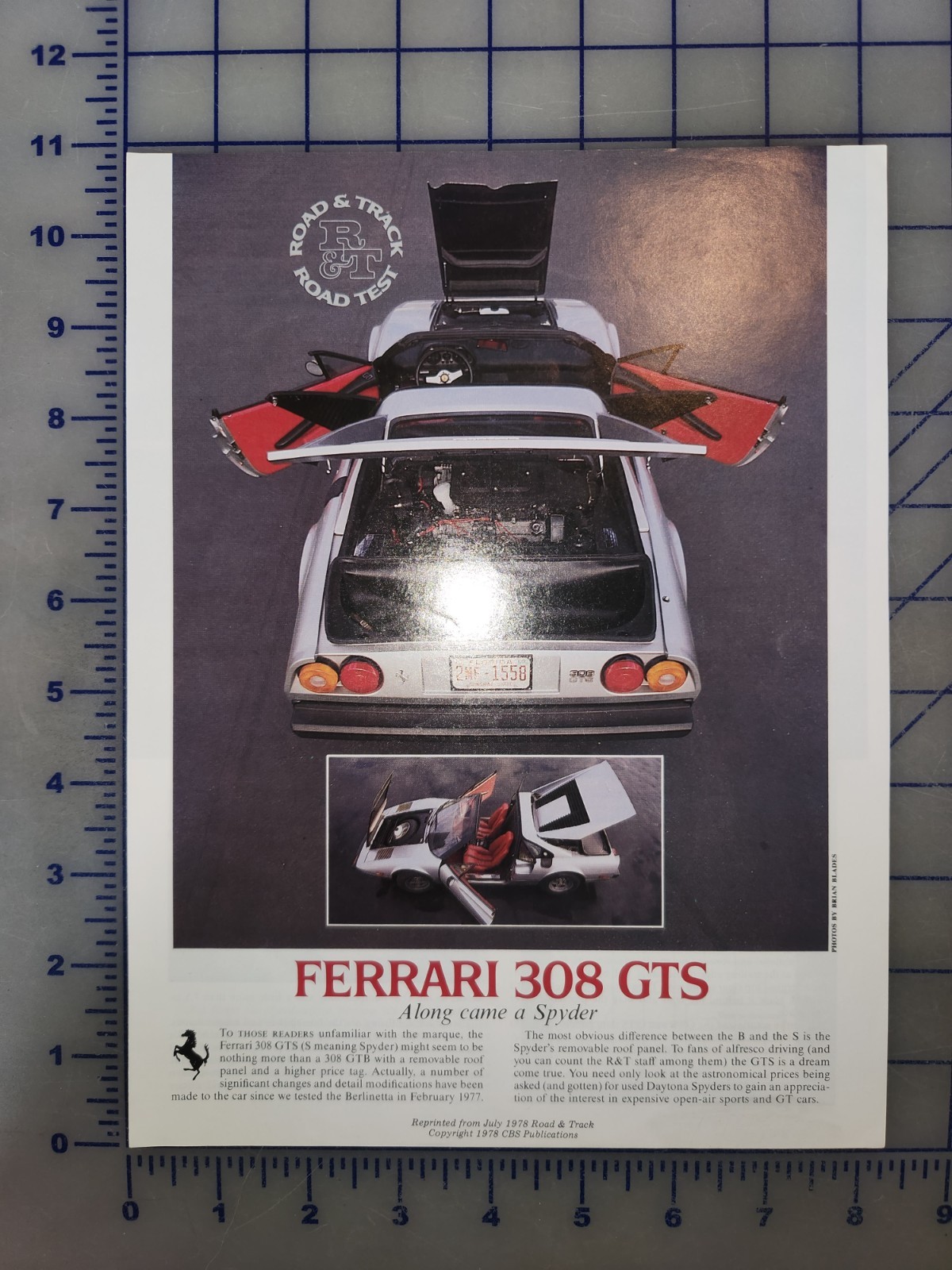 1978 Ferrari 308 GTS Road and Track Brochure Original 1978 Ferrari 308 GTS Road and Track Brochure Original