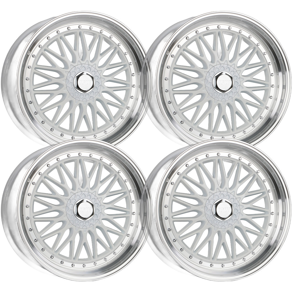 (Set-4) IPW W885 22x10.5 5x112 White Machined 35mm Wheels Rims 22 Inch