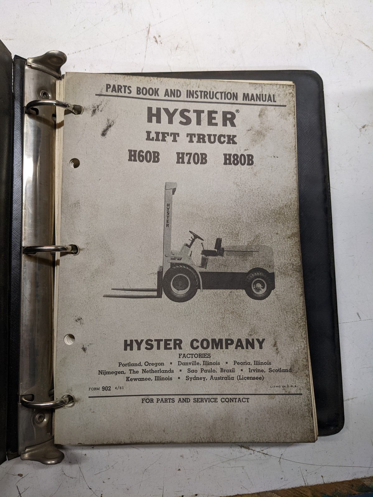 HYSTER PARTS BOOK INSTRUCTION MANUAL LIFT TRUCK H60B H70B H80B 1961 SERVICE HYSTER PARTS BOOK INSTRUCTION MANUAL LIFT TRUCK H60B H70B H80B 1961 SERVICE