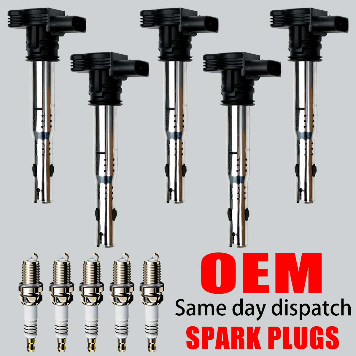 5X OEM Ignition Coil & Iridium Spark Plug for VW Jetta Beetle Golf 2.5L l5 UF575