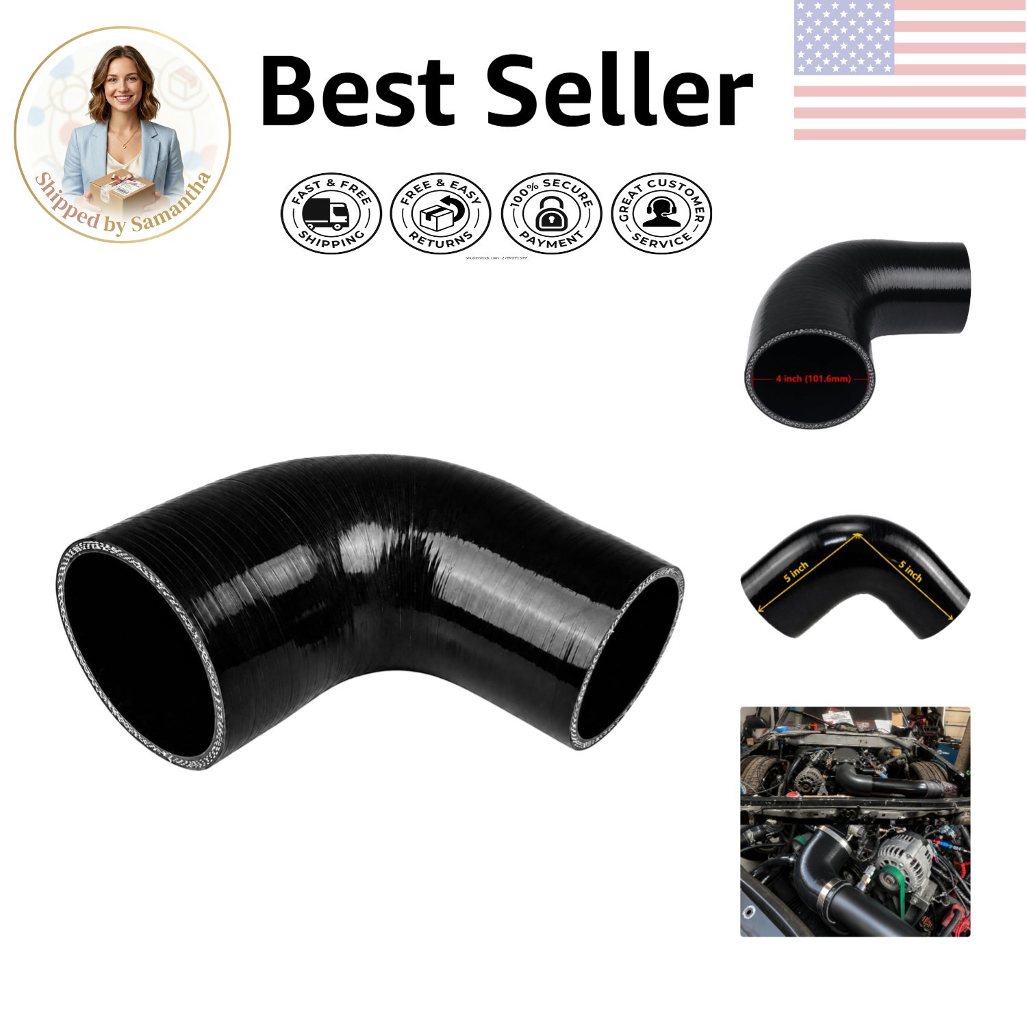4-Ply Silicone Coupler Hose 90 Degree Elbow | 3\