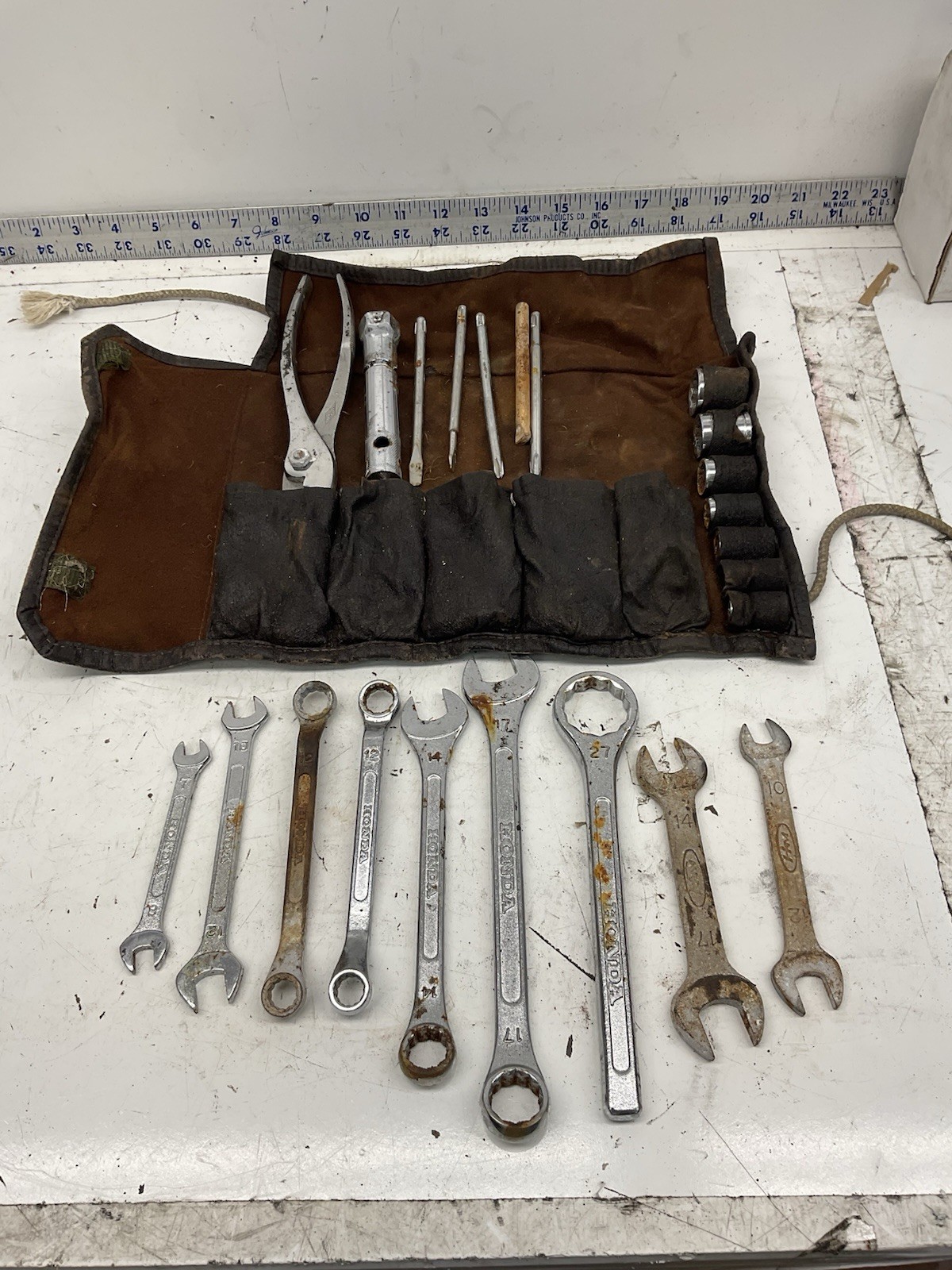 Genuine Vintage OEM Honda Motorcycle Tool Kit With Bag #1009 Genuine Vintage OEM Honda Motorcycle Tool Kit With Bag #1009