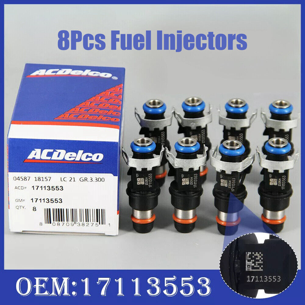 8Pcs GENUINE 17113553 Fuel Injectors For 99-07 Chevy Silverado 4.8L 5.3L 6.0L