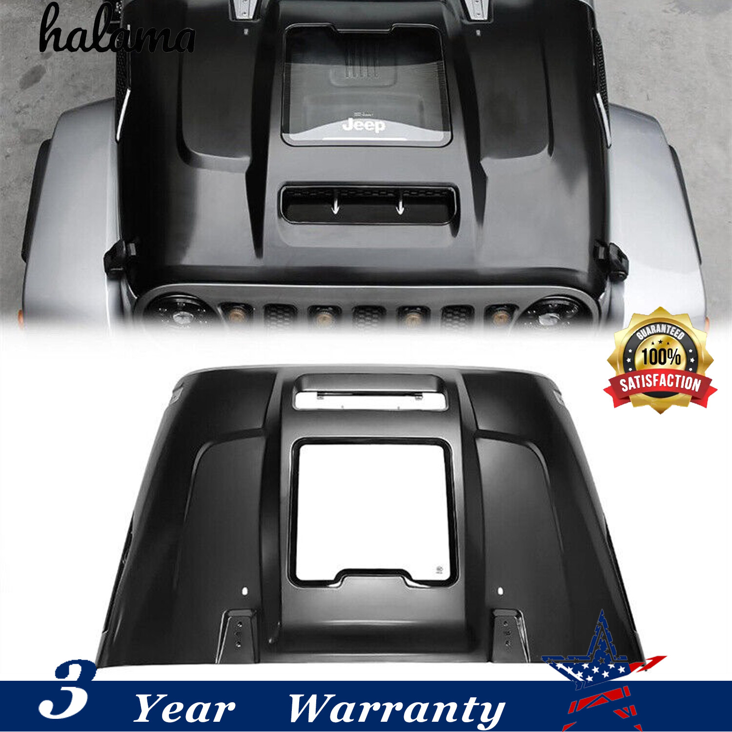 Space Capsule Vented Heat Dispersion Hood Replace for Jeep Wrangler JK 2007-2018
