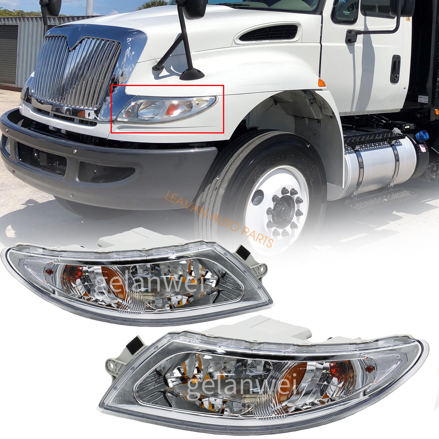 Headlights Pair For 2002-2019 International Truck 4100 4200 4300 4400 8500 8600 Headlights Pair For 2002-2019 International Truck 4100 4200 4300 4400 8500 8600