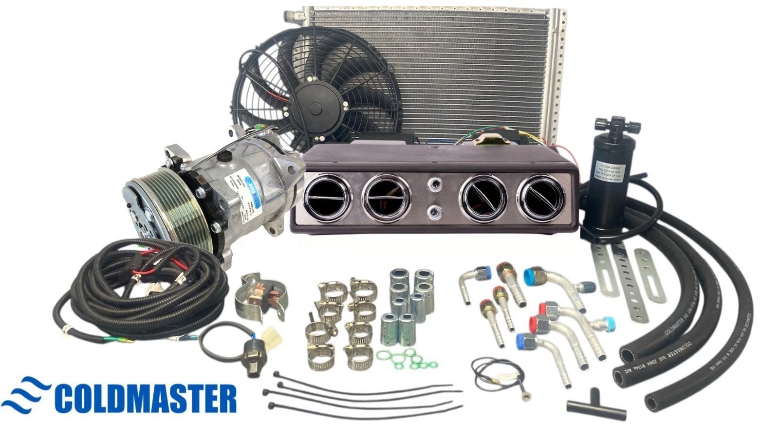 Universal Underdash A/C Kit 404 12V | Chrome Finish Evaporator - PK-8 Serpentine