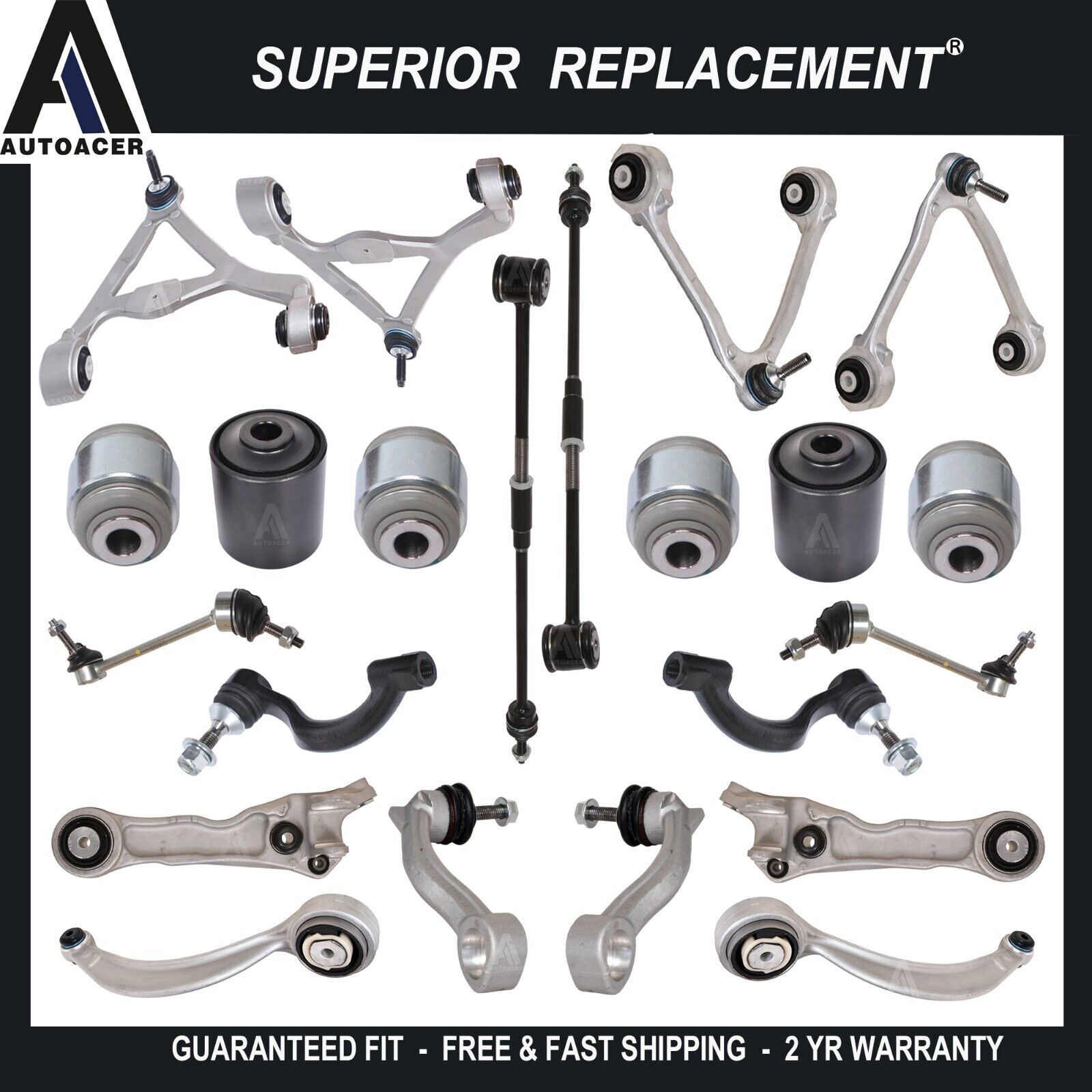 FRONT + REAR Upper Lower Control Arms, Links, Tie Rods Kit 22p for JAGUAR XF XFR