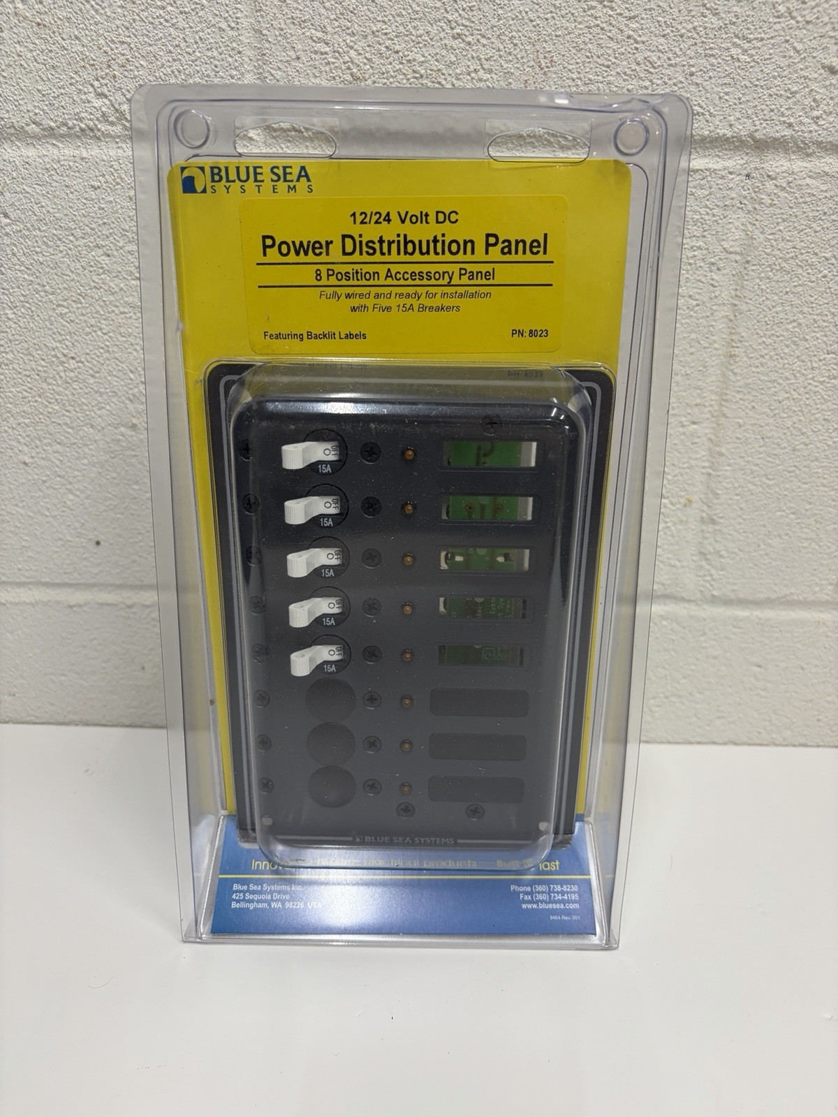 Power Distribution Panel - NIB - Position, 5 Breakers - Blue Sea Systems #8023