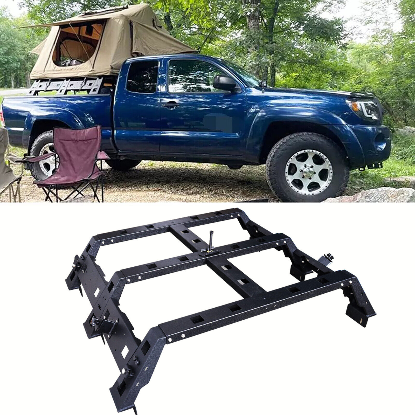 For 2005-2019 Toyota Tacoma Steel Black High Bed Rack Luggage Carrier Holder