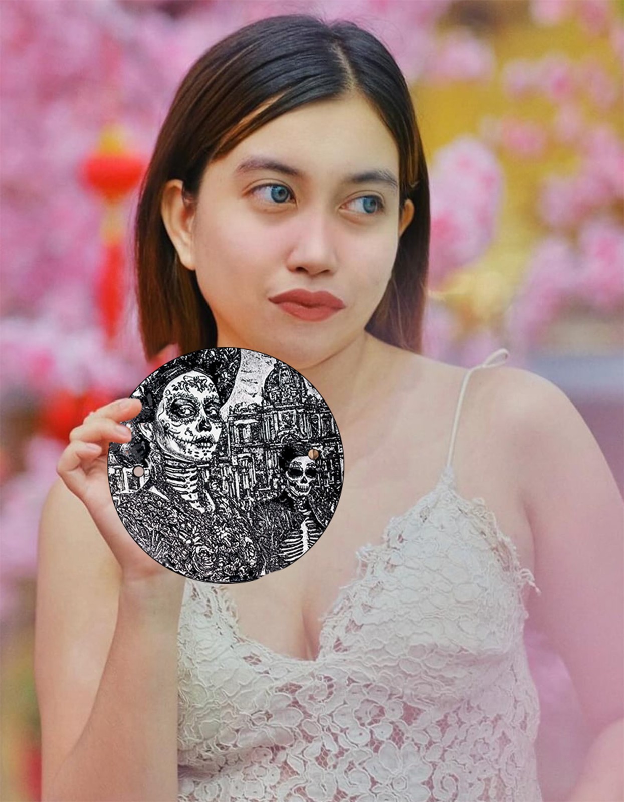 Sexy Day of Dead Engraved Air Filter 5.5” Cleaner cover cap Motorcycle  Harley