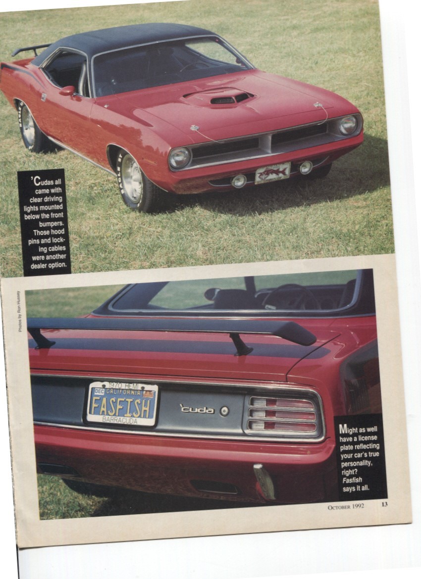 1970 PLYMOUTH BARRACUDA HEMI \'CUDA 10 pg COLOR Article