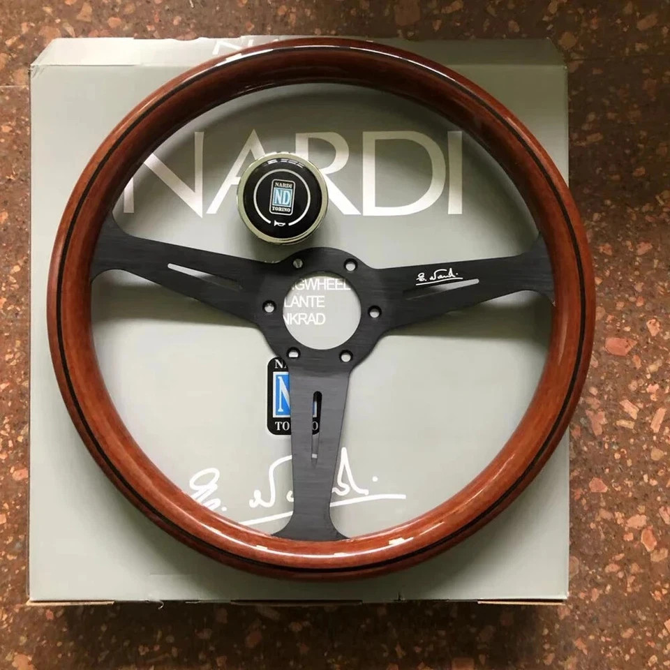 New NARDI Classic 350mm Steering Wheel Mahogany Wood with Black Finish