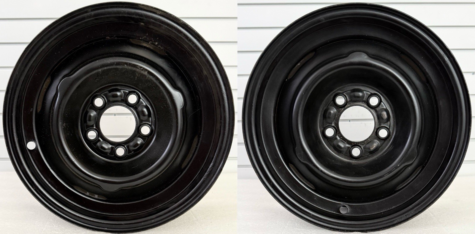 2) FORD DODGE TRAILER 15X5 VINTAGE STYLE BLACK STEEL WHEELS RIMS