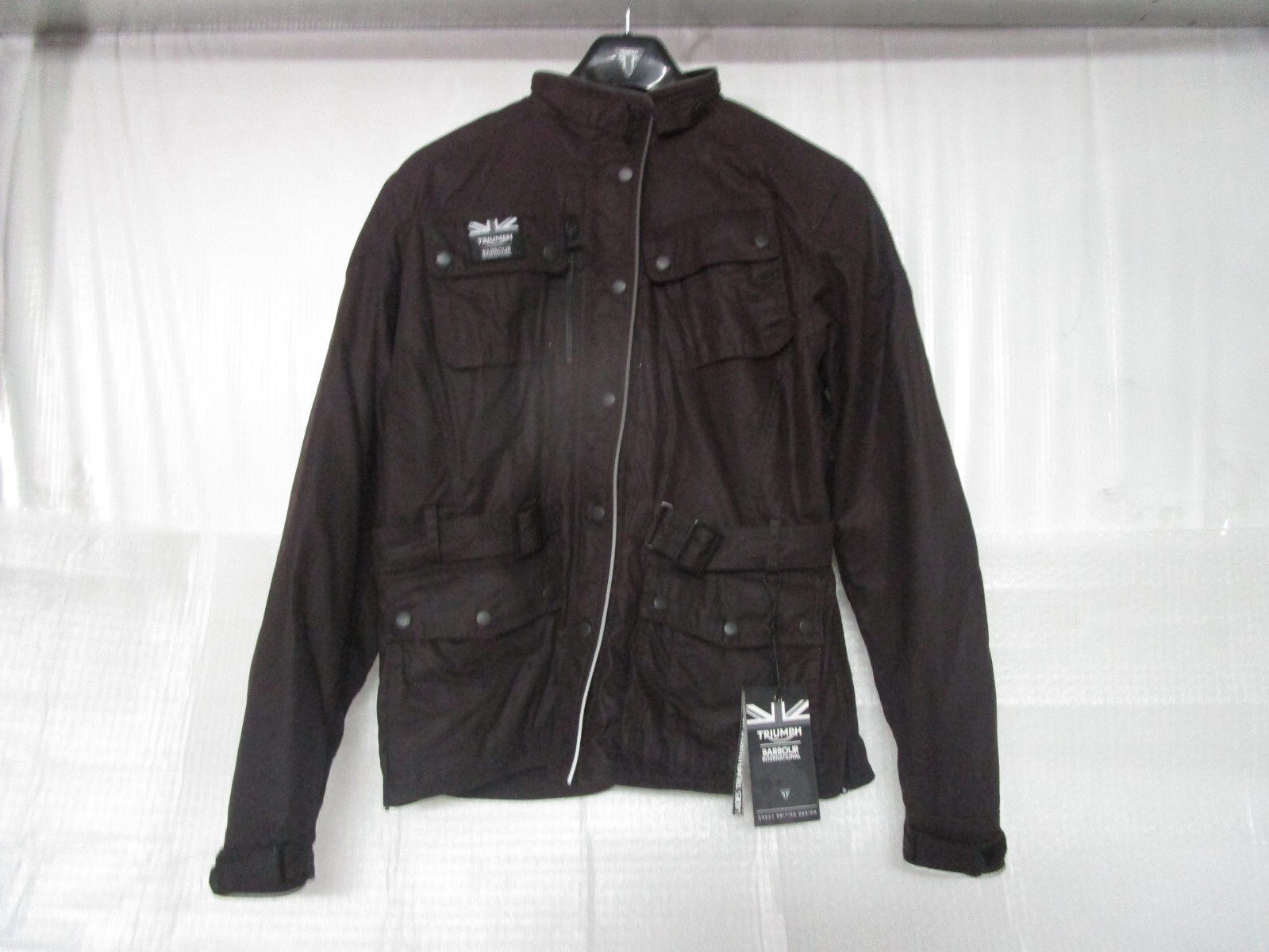Triumph Motorcycle Ladies Oxblood Barbour Waxed Cotton Riding Jacket LARGE