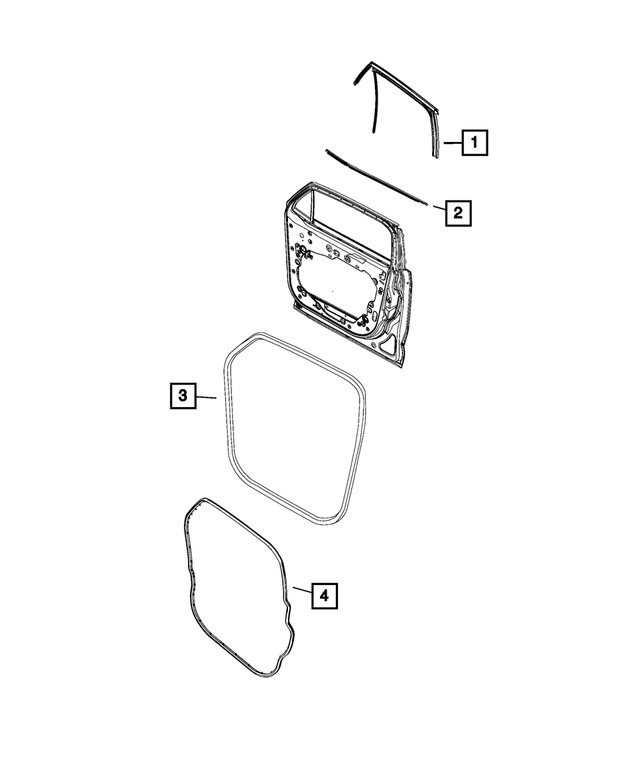 Genuine Mopar Front Door Flush Glass Weatherstrip Right 68417437AA
