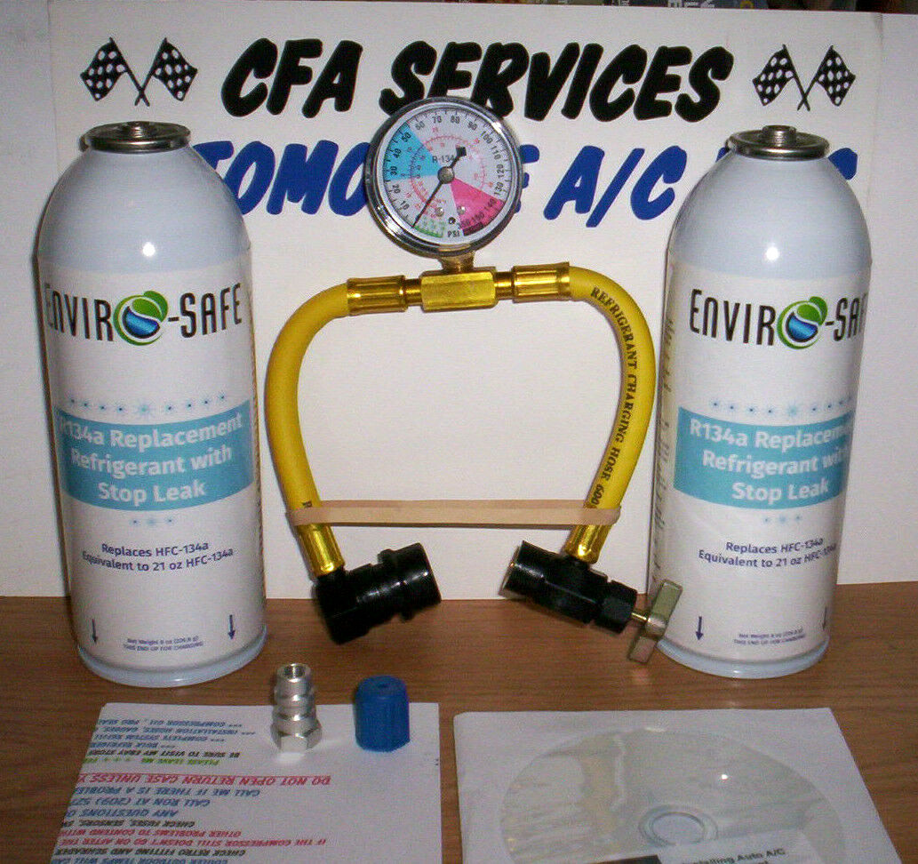 1995-OLDER R12 ADAPTER+ ENVIROSAFE REFRIGERANT REPLACEMENT w/Stopleak =48oz