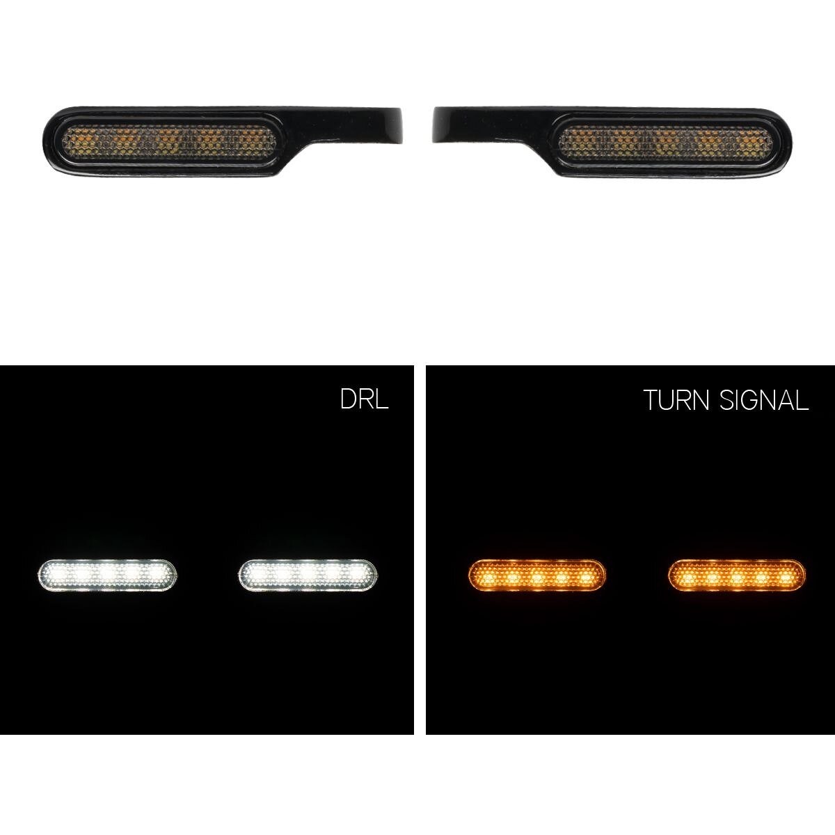 HogWorkz Black LED Handlebar Turn Signals & DRL HW307043