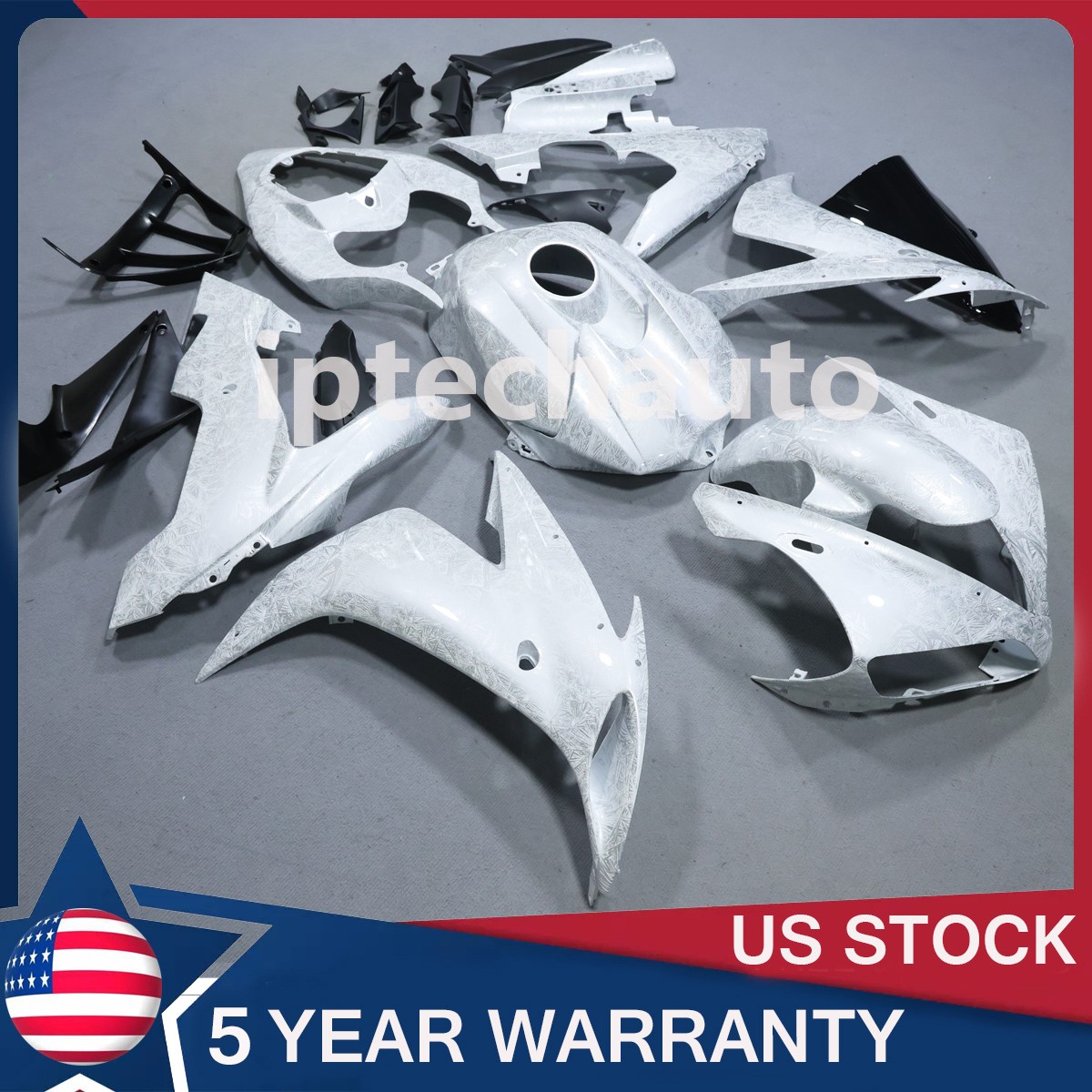 Ice Cracked White Forged Carbon Fiber Fairing Kit For Yamaha YZF R1 2004-2006 05