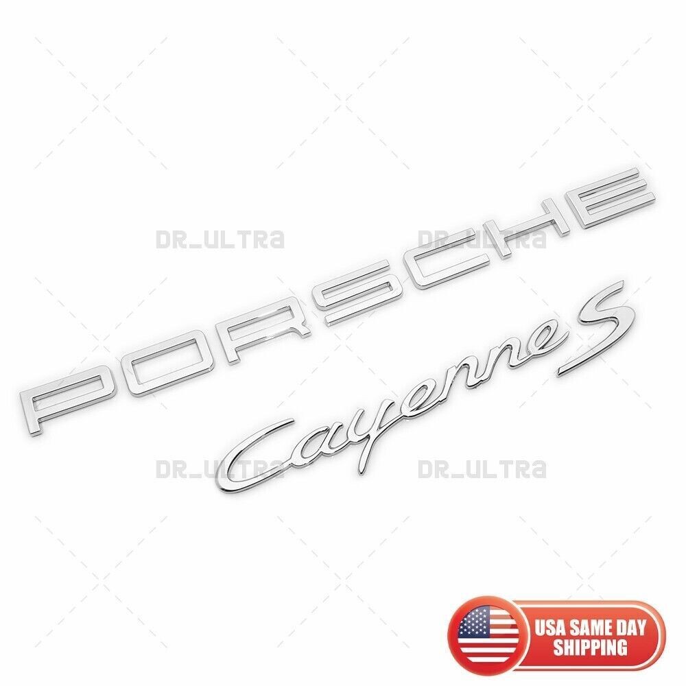 Chrome Look for Cayenne S Letters Rear Badge Emblem Deck Lid 958-559-675-01