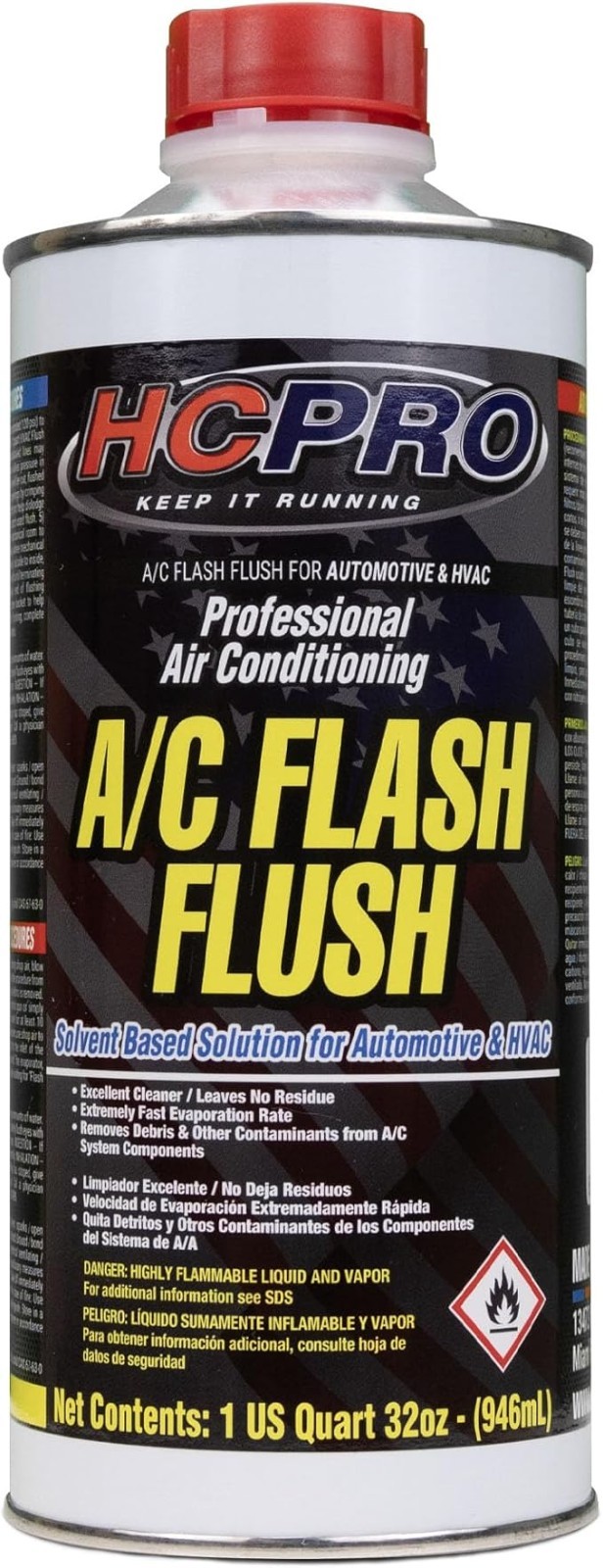 AC Flush Solvent - 32 oz HVAC Line Cleaner for Car & Home Air Conditioner System