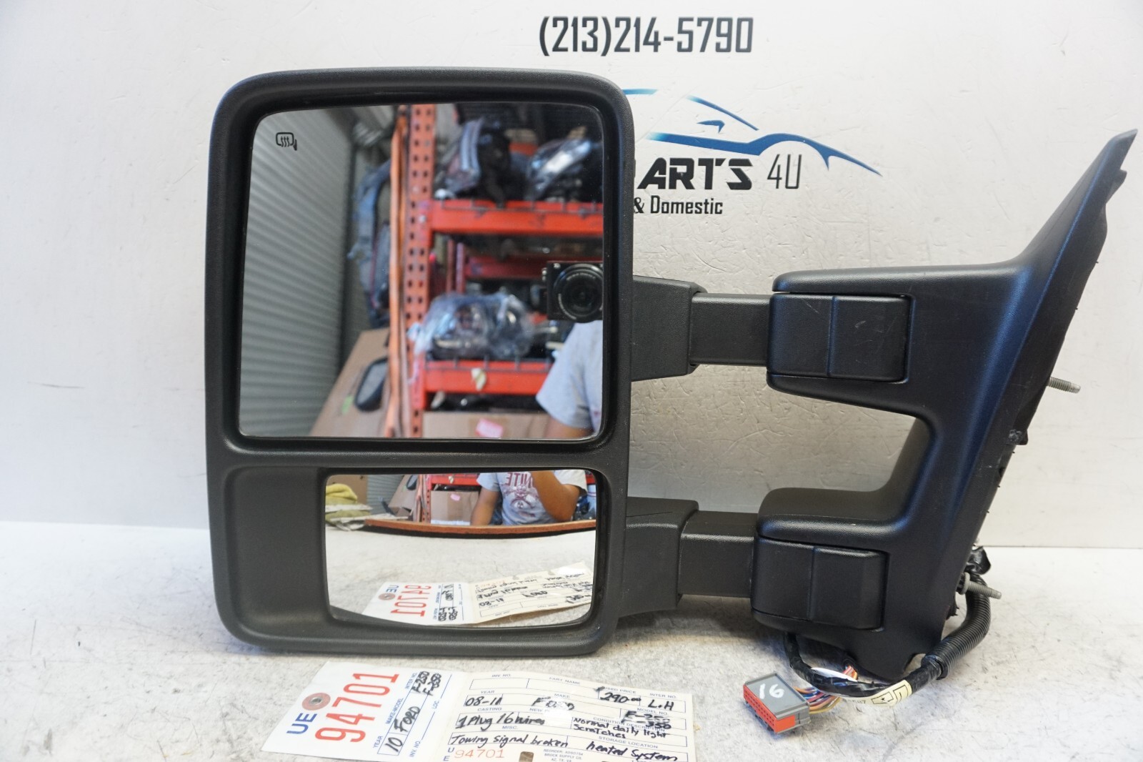w/ damage 2008-2011 FORD F250 F-350 LH DRIVER POWER MIRROR 2009-2010 OEM UE94701 w/ damage 2008-2011 FORD F250 F-350 LH DRIVER POWER MIRROR 2009-2010 OEM UE94701