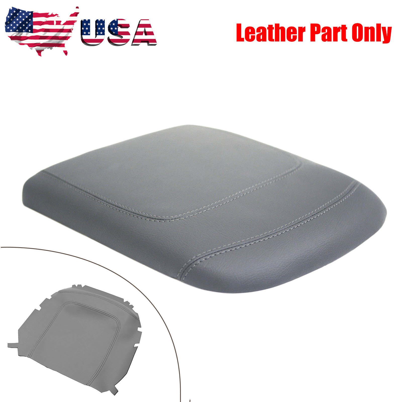 NEW Fits 97-03 Ford F150 Lariat Leather Center Console Lid Armrest Cover Gray