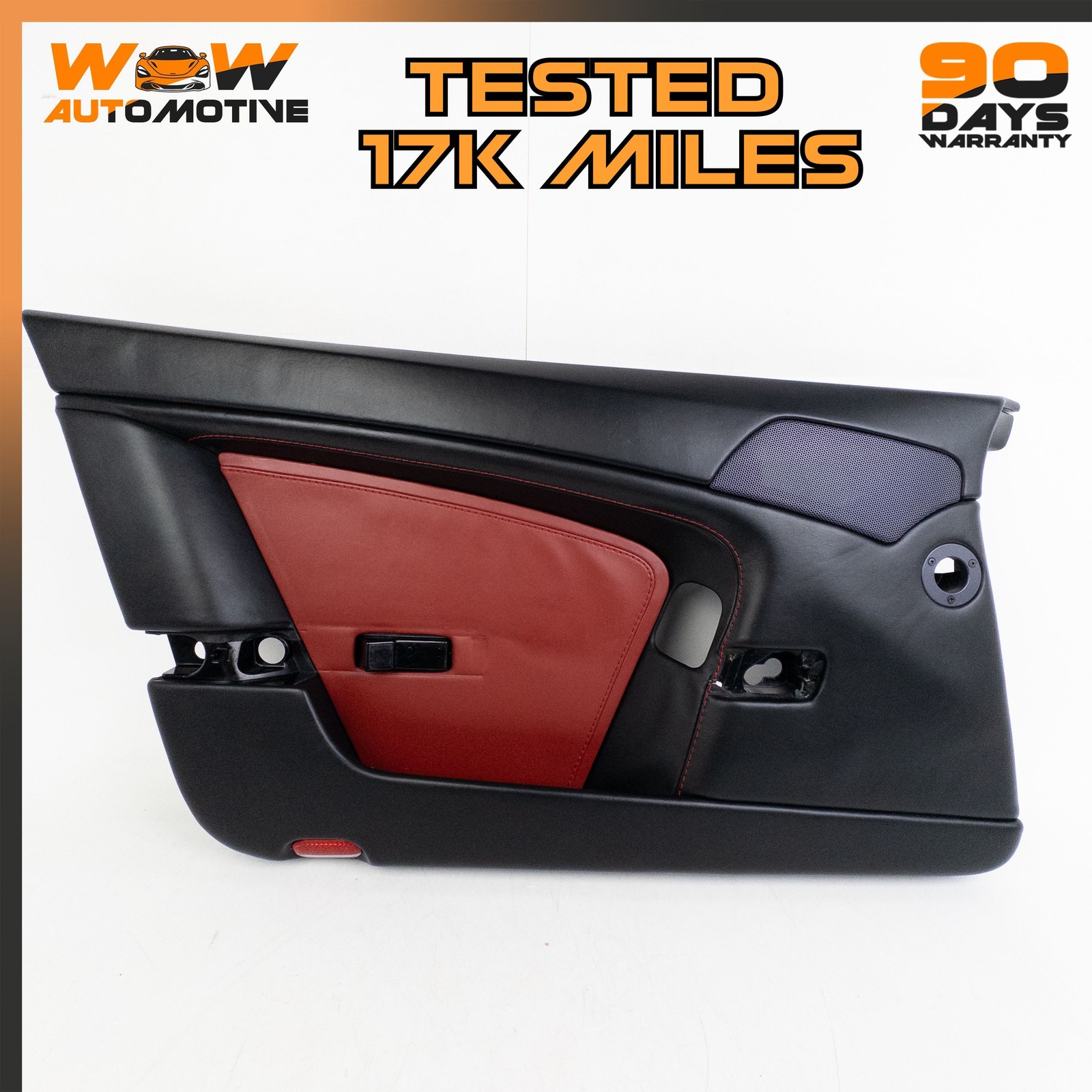 06-16 ASTON MARTIN V8 VANTAGE LEFT INTERIOR DOOR COVER PANEL BLACK RED OEM