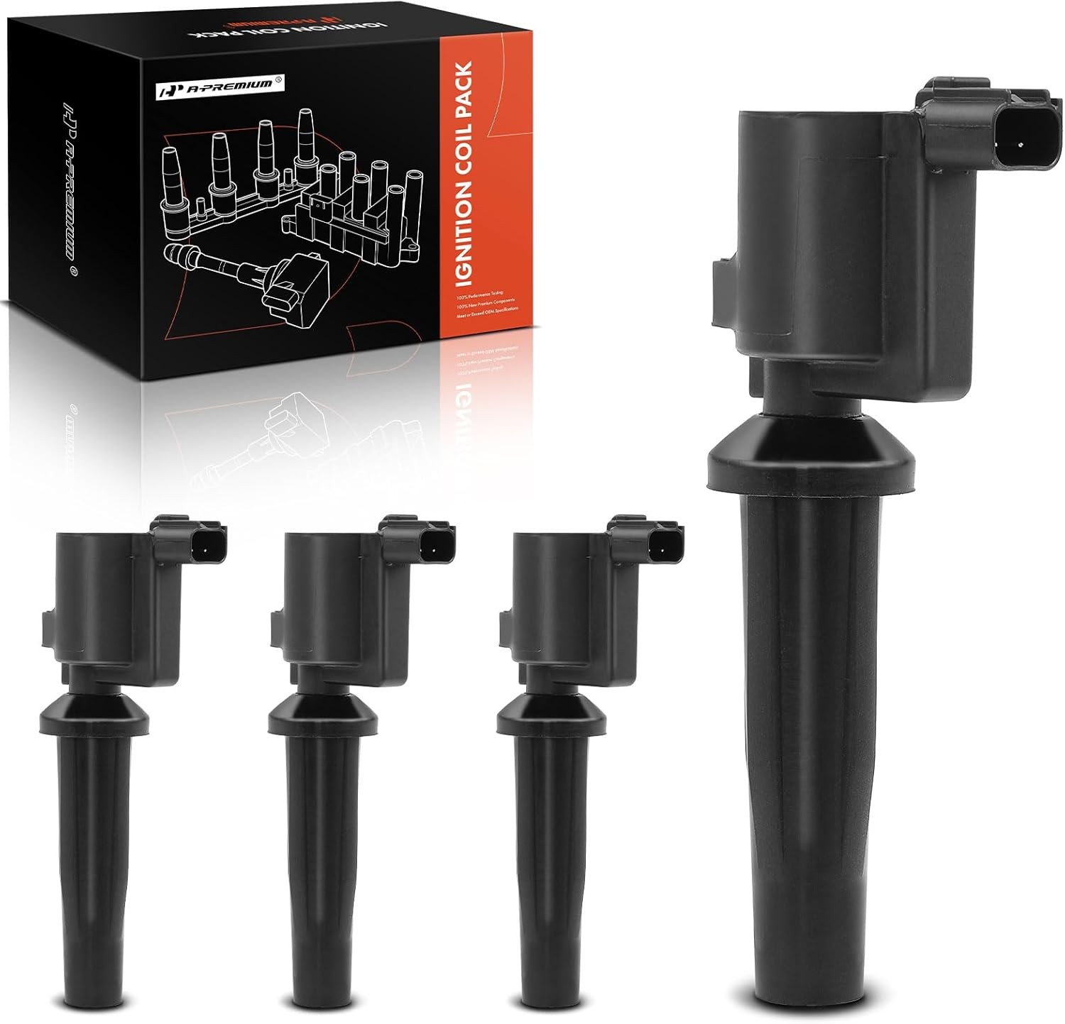 A-Premium Ignition Coil Pack Set of 4 Compatible with Ford Fusion 2010-2020... 