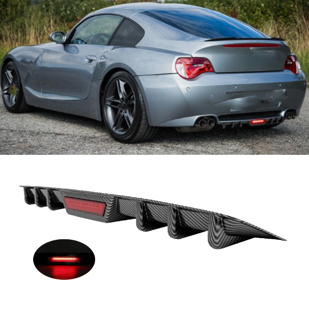 For BMW Z4 Carbon Fiber Style Rear Bumper Diffuser W/LED Brake Tail Light