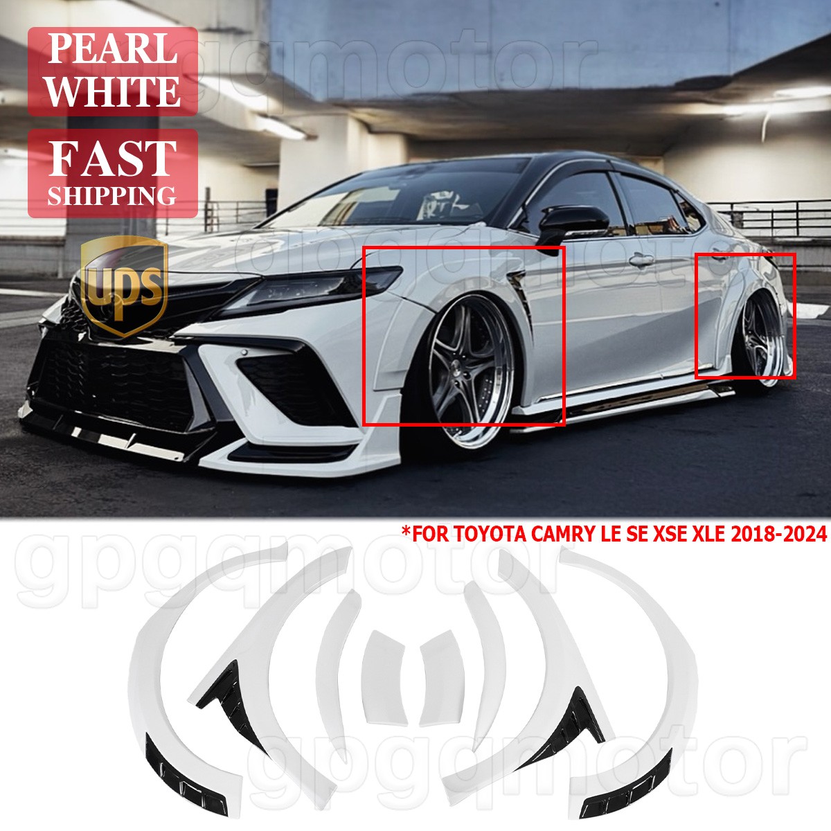 For Toyota Camry LE XSE 2018-2024 Yofer White & Black Trim Add-On Fender Flares