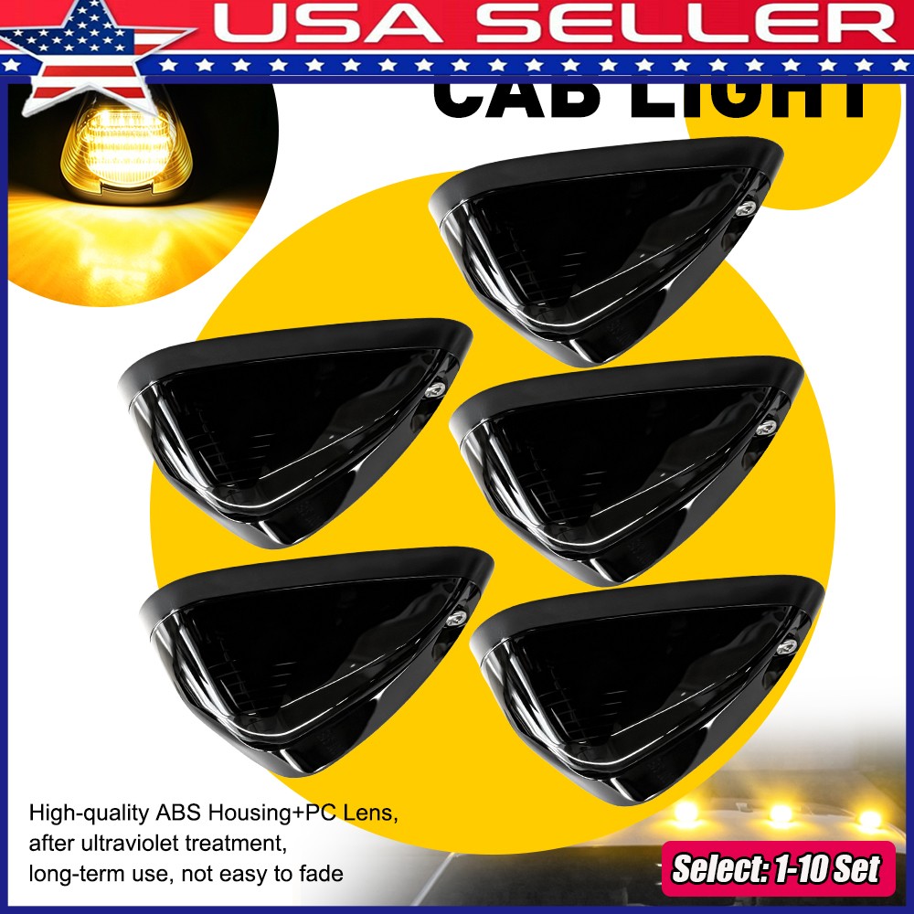 1-10xAmber LED Cab Roof Running Marker Lights Smoked For 04-17 Ford F-650 F-750