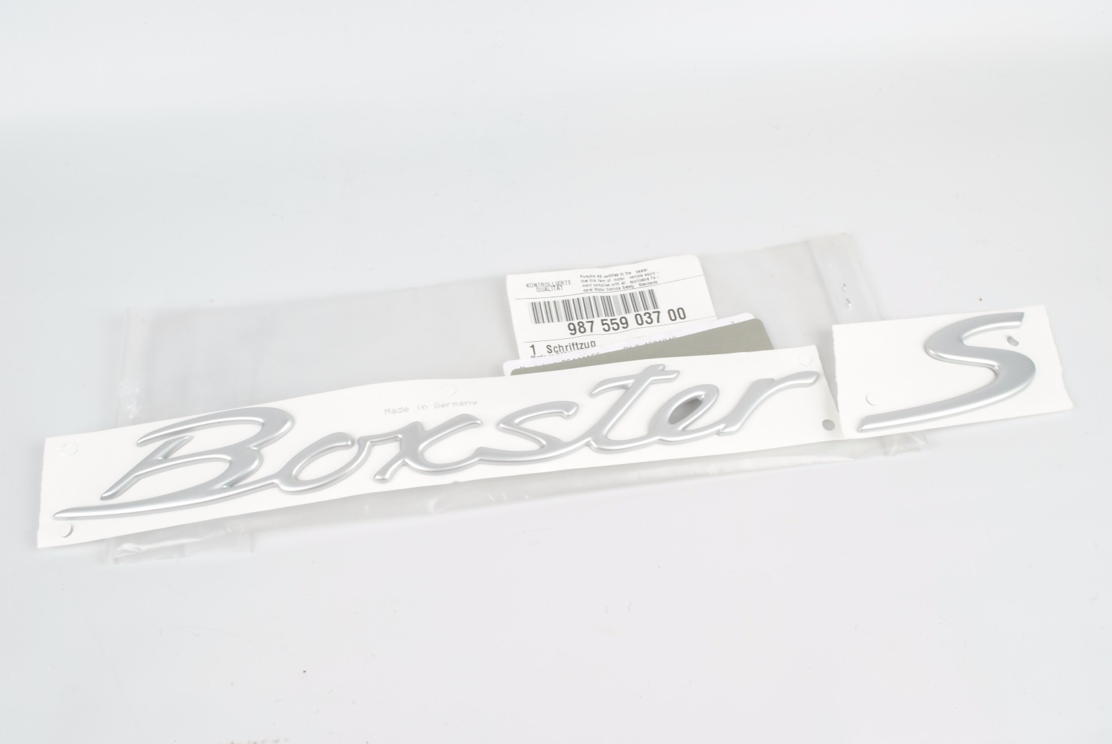 Genuine Porsche Boxster S Script Emblem (Satin Aluminum) 98755903700