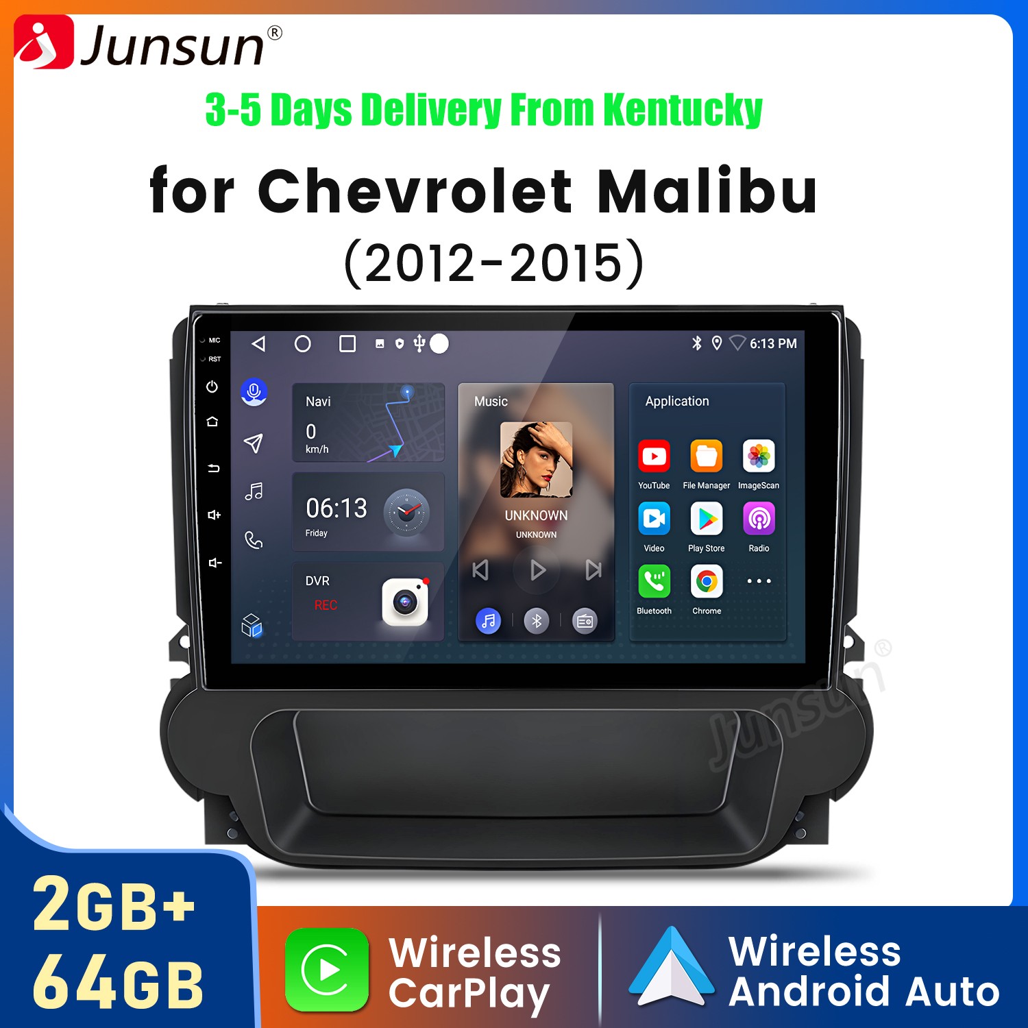 For Chevrolet Malibu 2012-2015 Car Stereo Radio Android15 CarPlay 2+64G GPS Navi