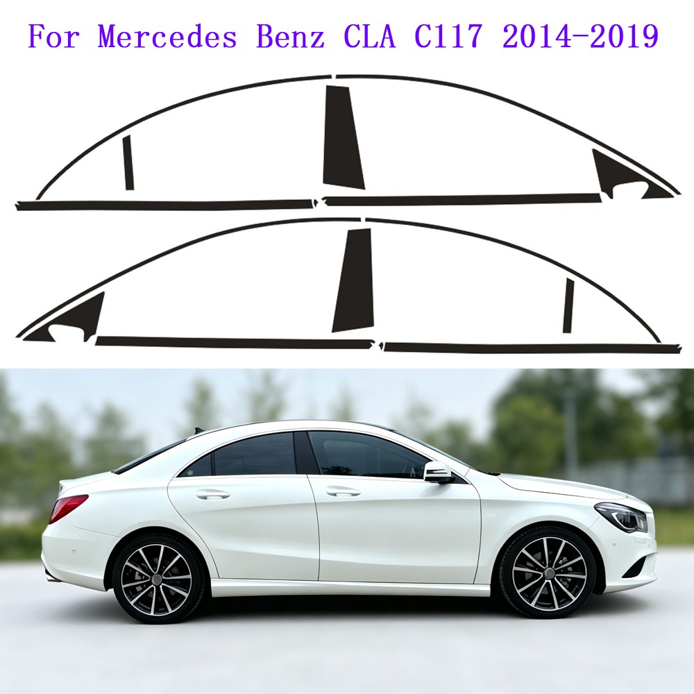 Chrome Delete Blackout Overlay For Mercedes Benz CLA C117 2014-2019 Window Trim
