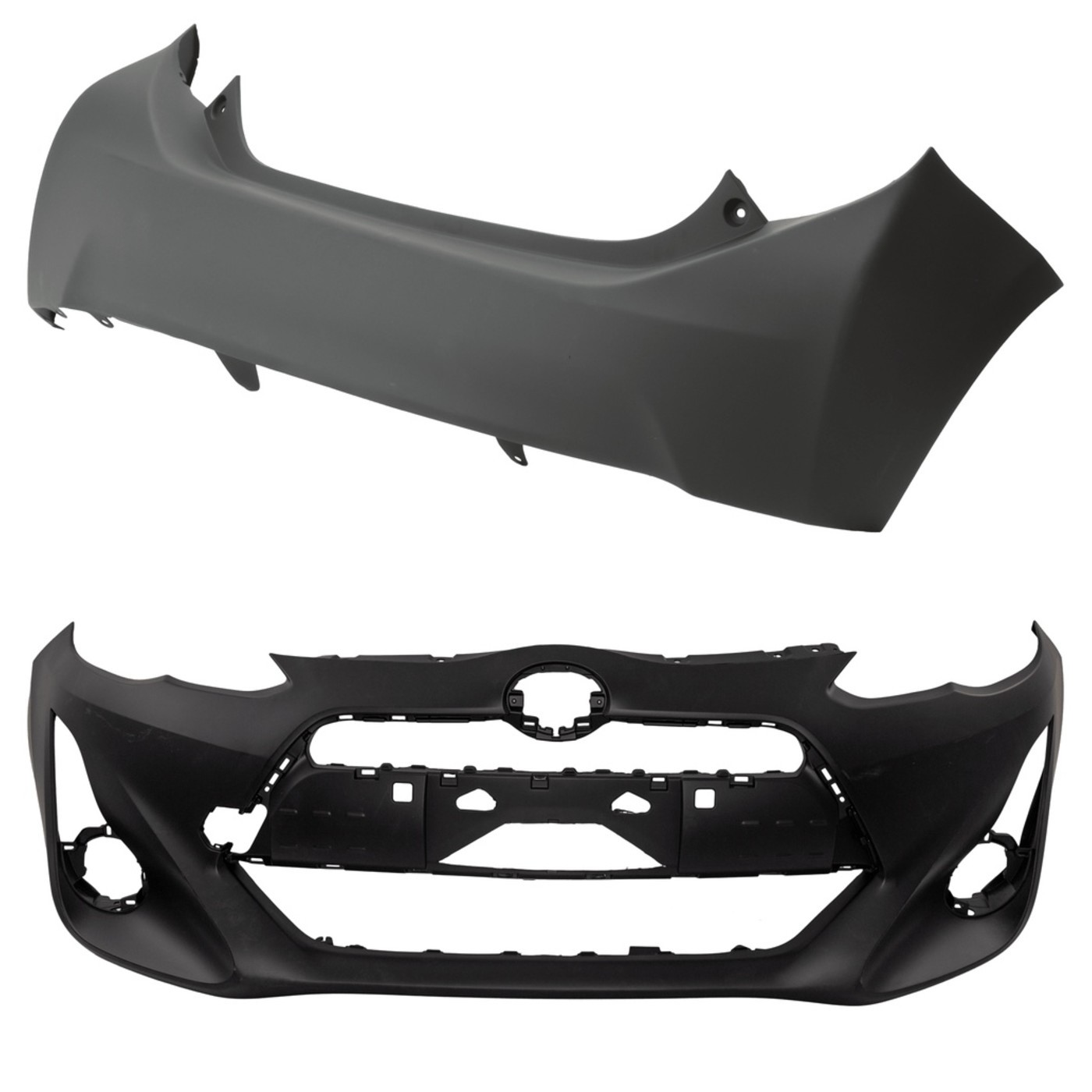 Bumper Covers Set of 2 Front & Rear for Toyota Prius C 2015-2016 Pair
