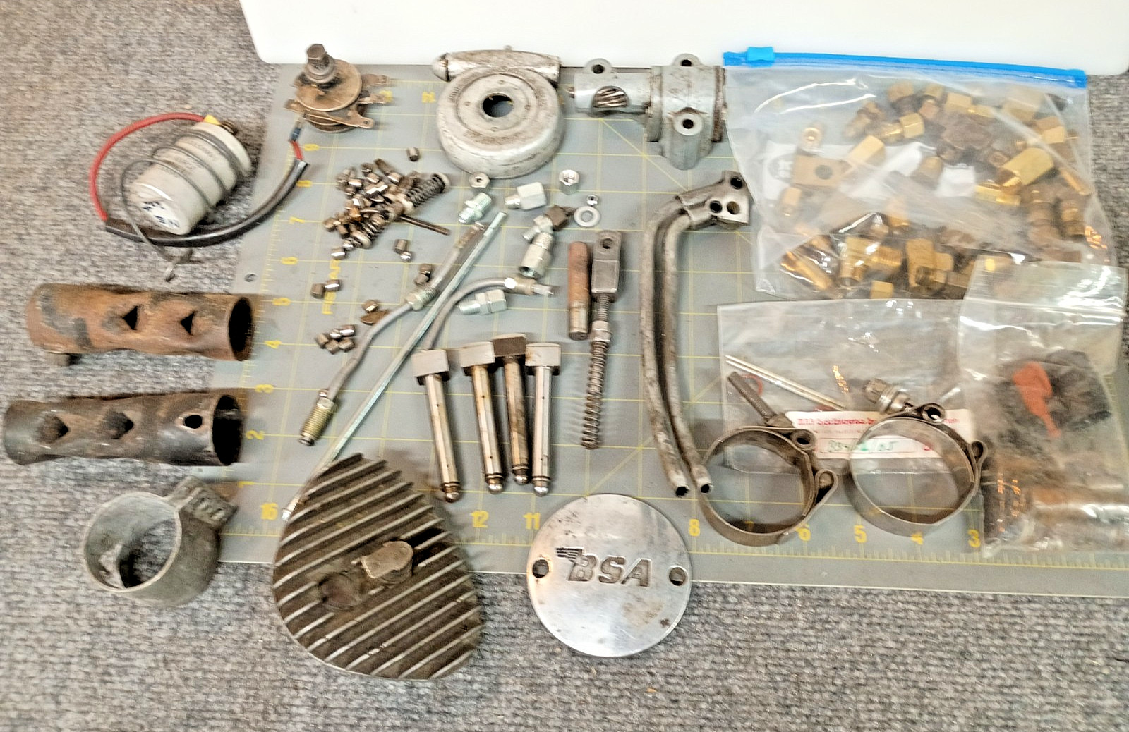 PARTS LOT Vintage BSA motorcycle Speedo Fittings Rods Small Bits Lines OS PARTS LOT Vintage BSA motorcycle Speedo Fittings Rods Small Bits Lines OS