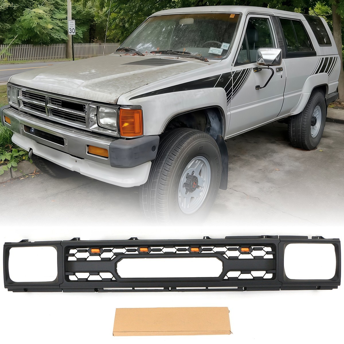 Matte Black Grille Fit For Toyota 4Runner  PICKUP-HILUX 1984-1986 Grill W/Led