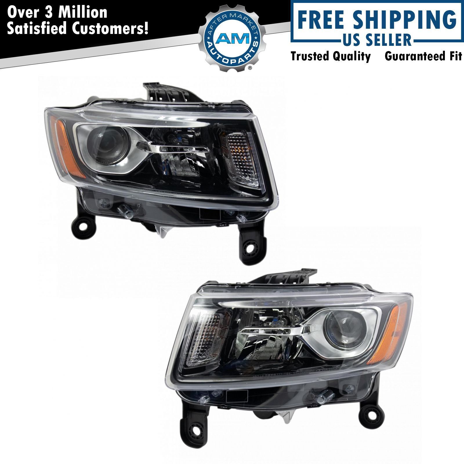DEPO Headlight Lamp Assembly Pair LH & RH Sides for Jeep Grand Cherokee SUV