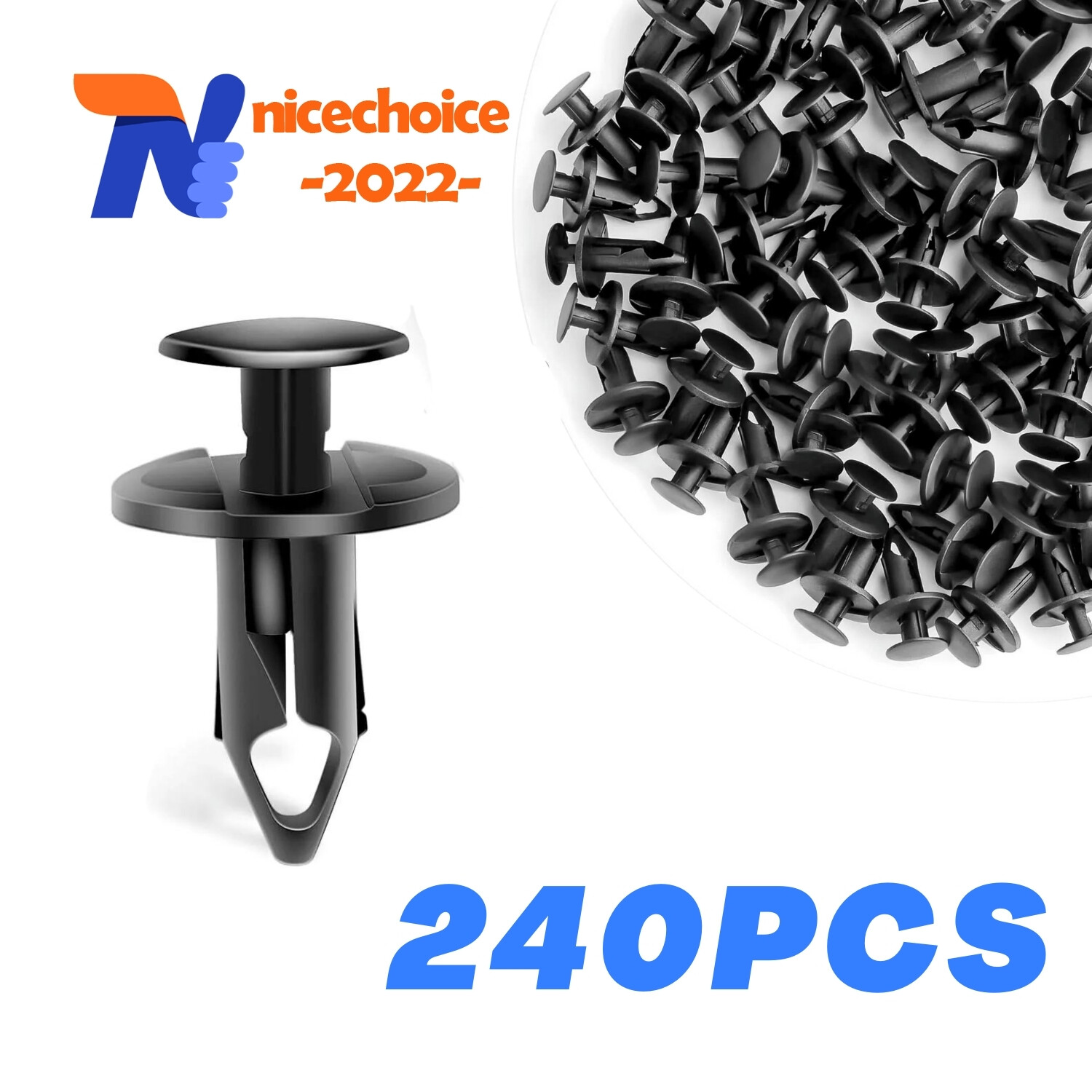 240PCS 8mm Bumper Clips Retainer Rivets Fastener Fender Push Car Auto Plastic 