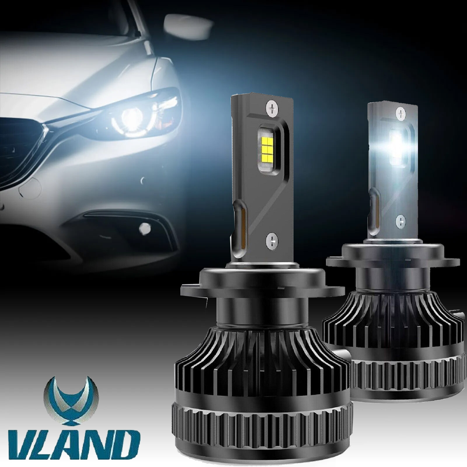 VLAND D2H D2C D2R D2S LED Headlight Bulbs High Low Beam Conversion Kit White x2