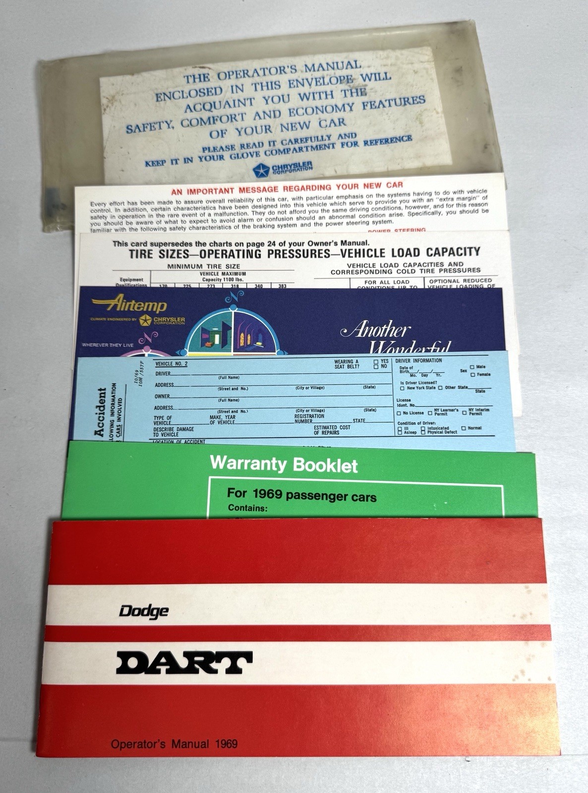Original 1969 DODGE DART Owners/Operators Manual Book And Paperwork With Holder Original 1969 DODGE DART Owners/Operators Manual Book And Paperwork With Holder