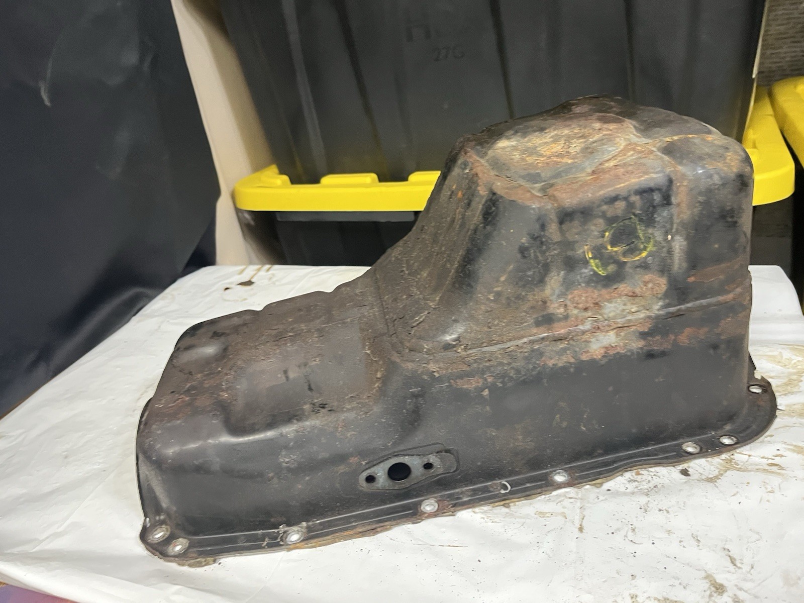 1990-1996 Dodge Stealth RT/TT turbo oil pan lower block part dirty metal S1