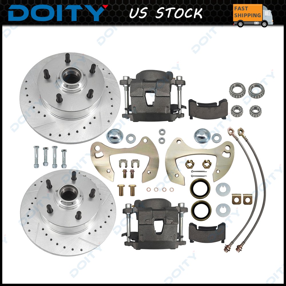 For 1955-57/59-64 Chevy Full-size Car New Front Brake Kit Deluxe Drilled/Slotted