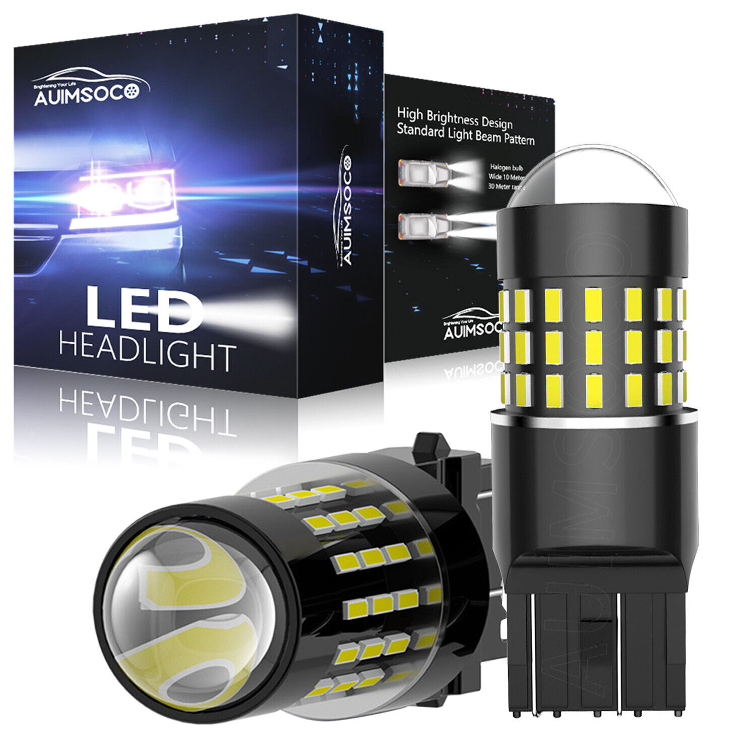 For Nissan GT-R 2009-2021 White 7443/7440 LED Turn Signal Parking Light Bulbs 2x