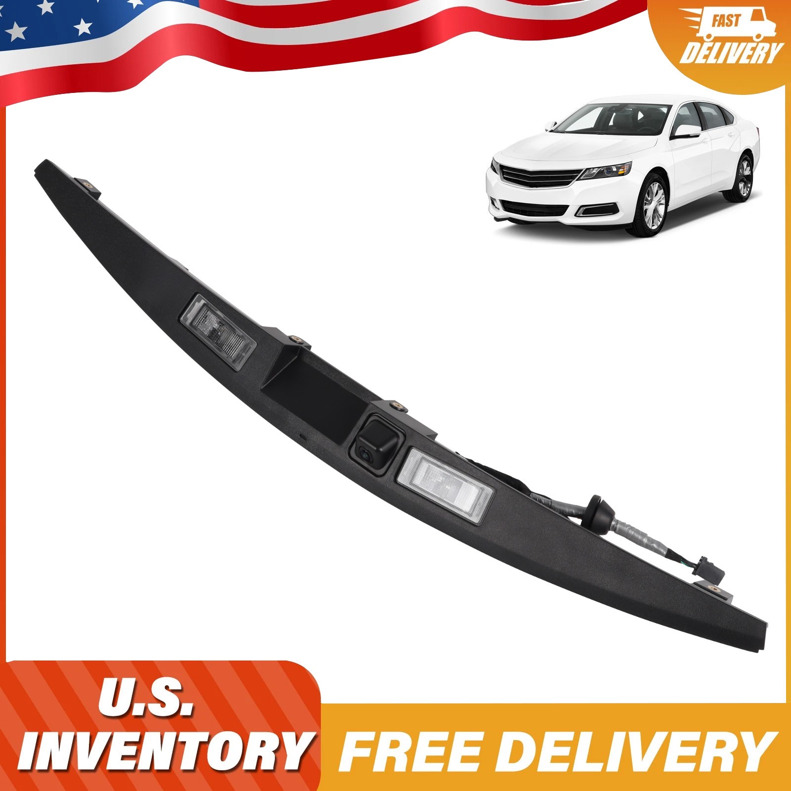 Fits 2014-2020 Impala Rear Trunk Lamp Carrier Trim License Frame Light W/Camera