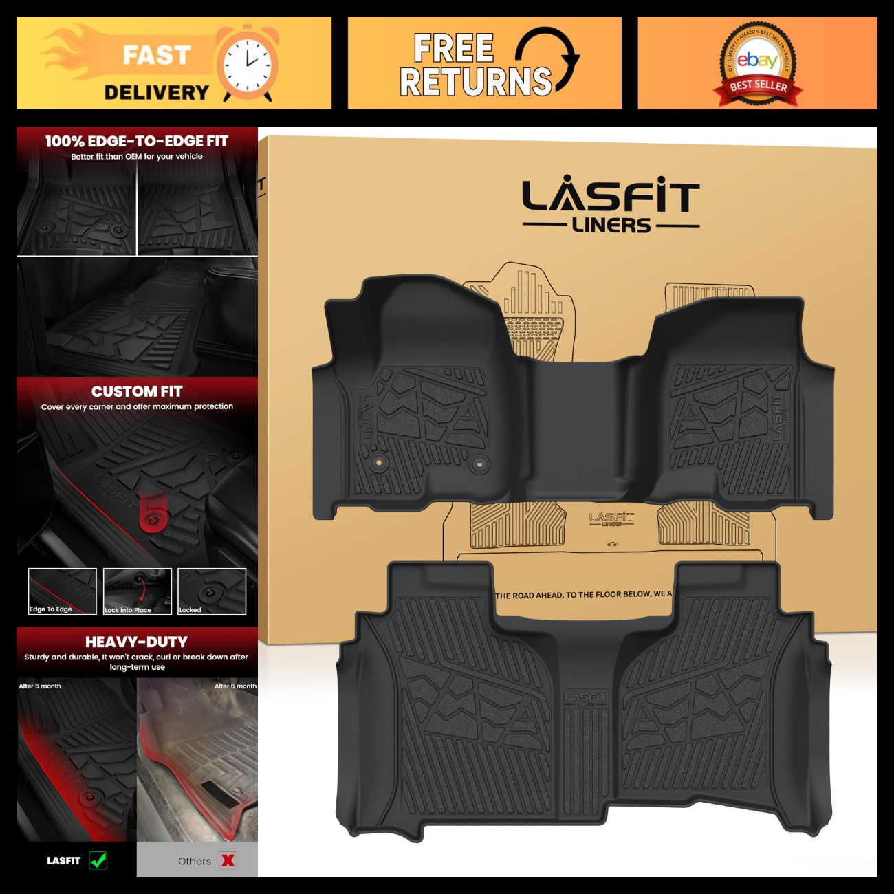 All-Weather Floor Mats for Chevy Silverado GMC Sierra 1500 2019-2026, Durable &