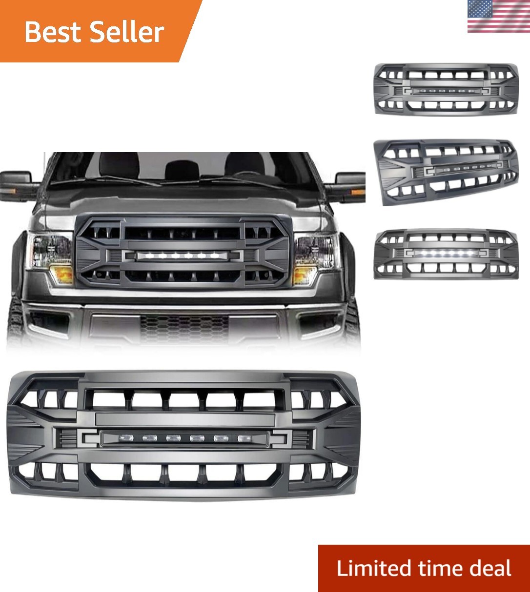 Front Grill Compatible with 2009-2014 F150, Matte Black