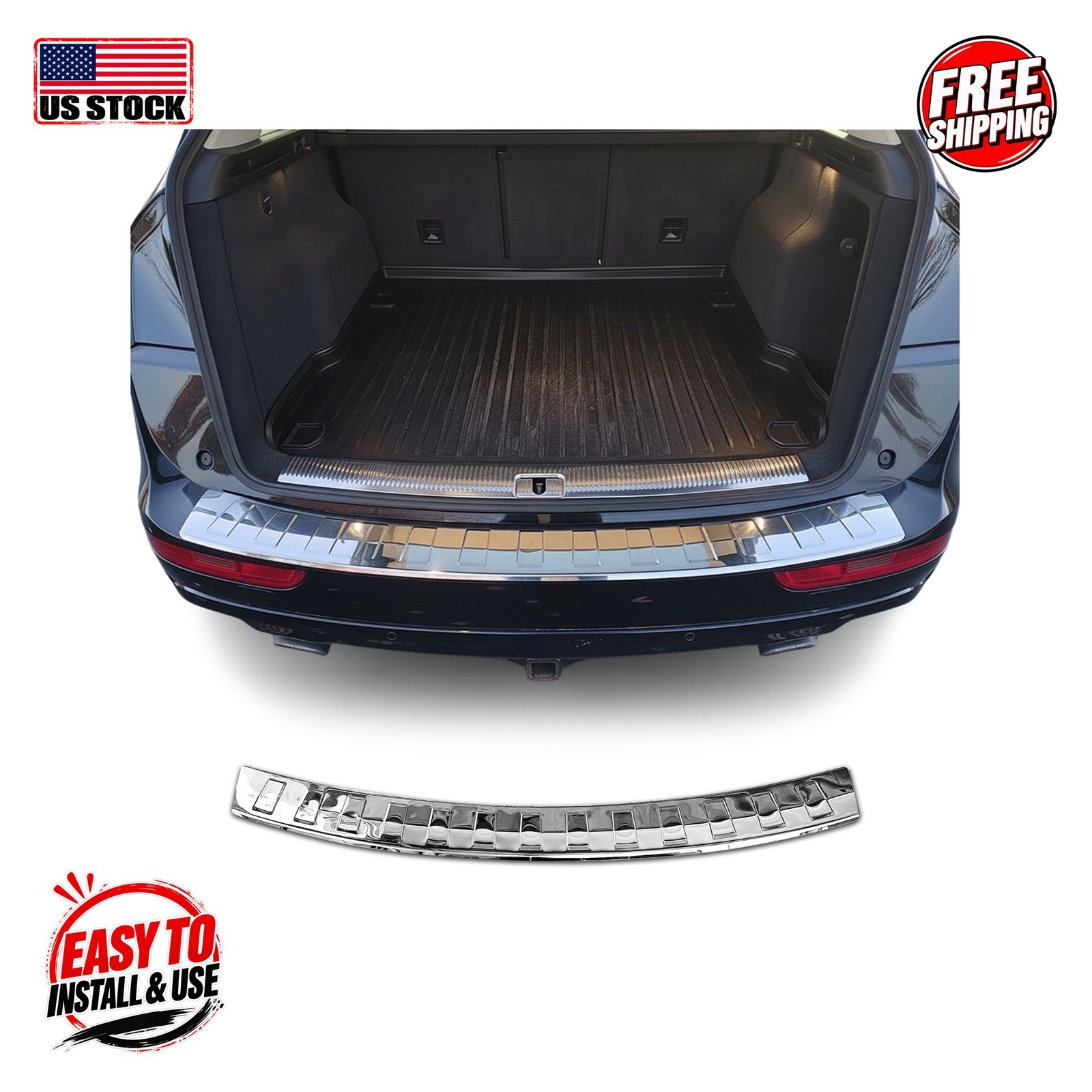 AUDI Q5 8RB 2008-2017 Rear Bumper Sill Cover S.Steel Gloss Silver 1 Pc