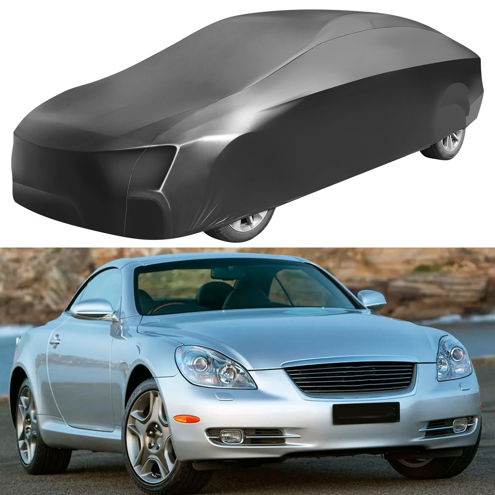 For LEXUS LF-A SC Waterproof Full Car Cover Black Outdoor Indoor Satin Stretch