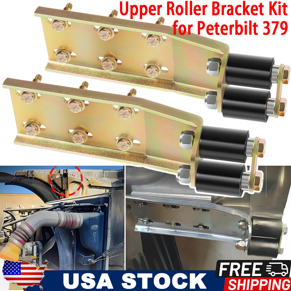 2-Pack 13-04387 for Peterbilt 379 Upper Roller Bracket Kit W/ Rollers Hardware